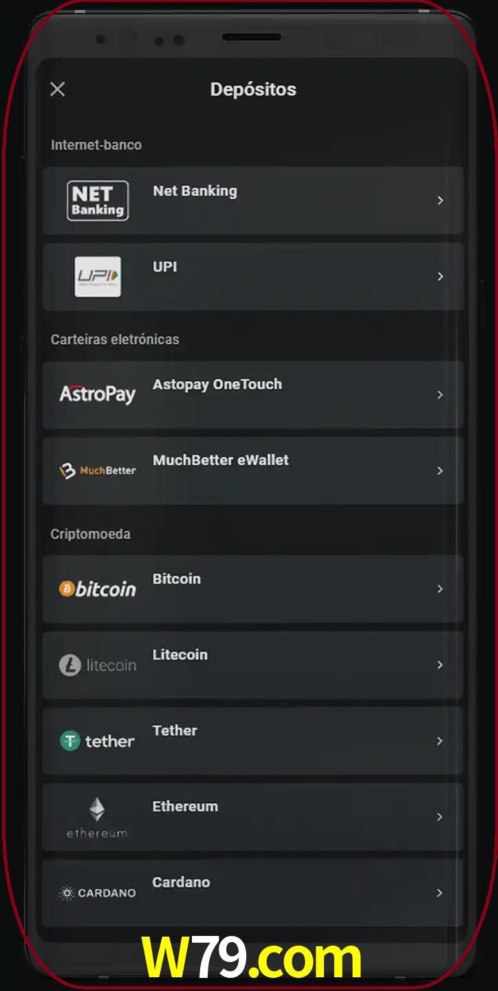 Você pode usar métodos alternativos de depósito.