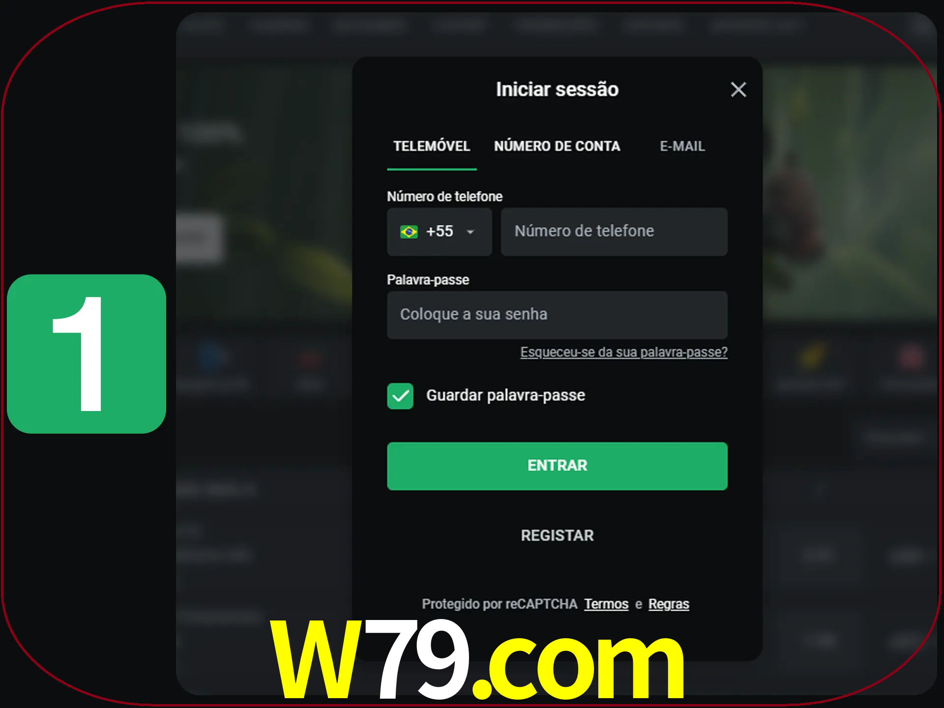 Clique no botão Entrar.